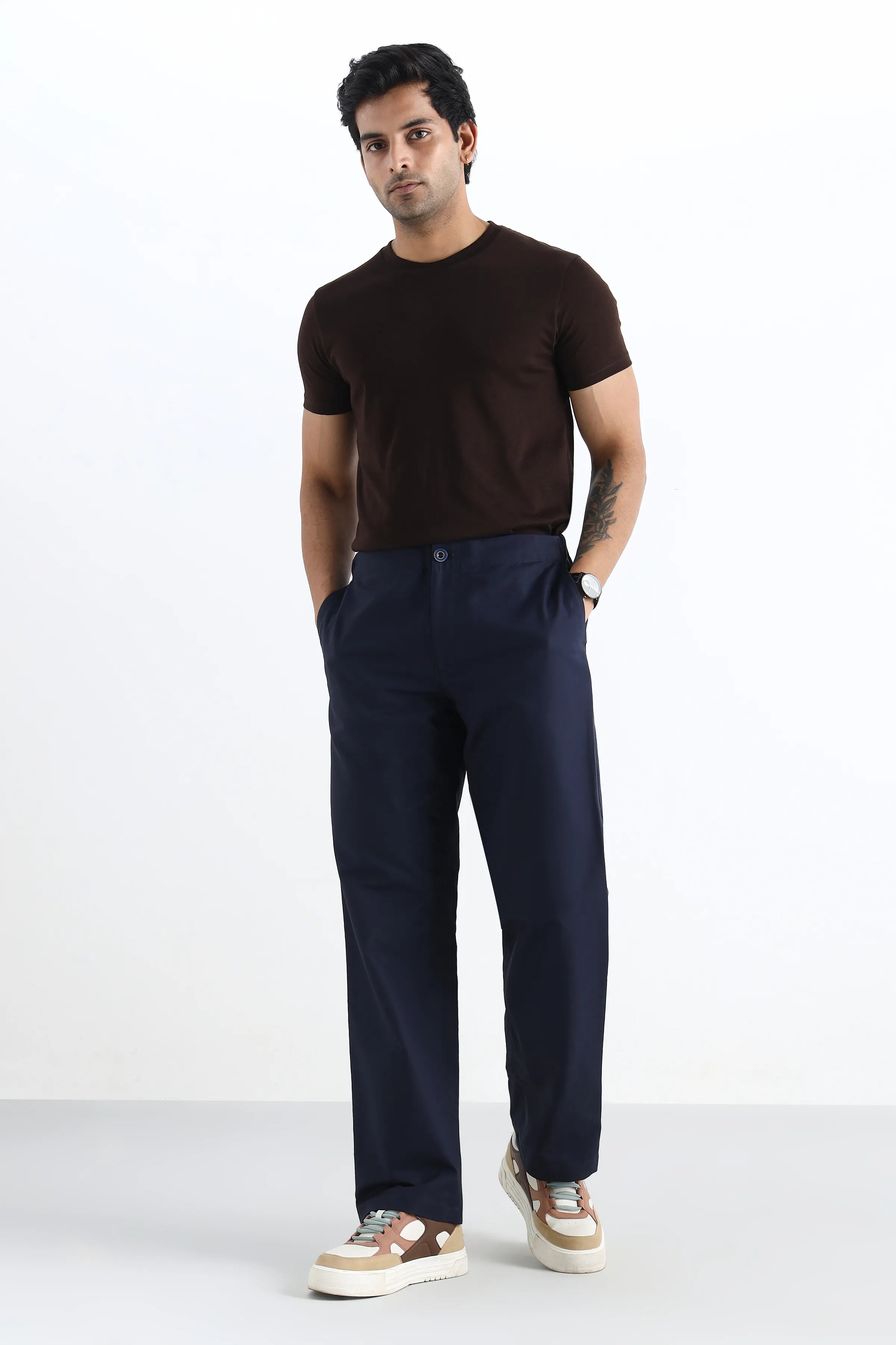 Navy Straight Leg Comfort Trousers
