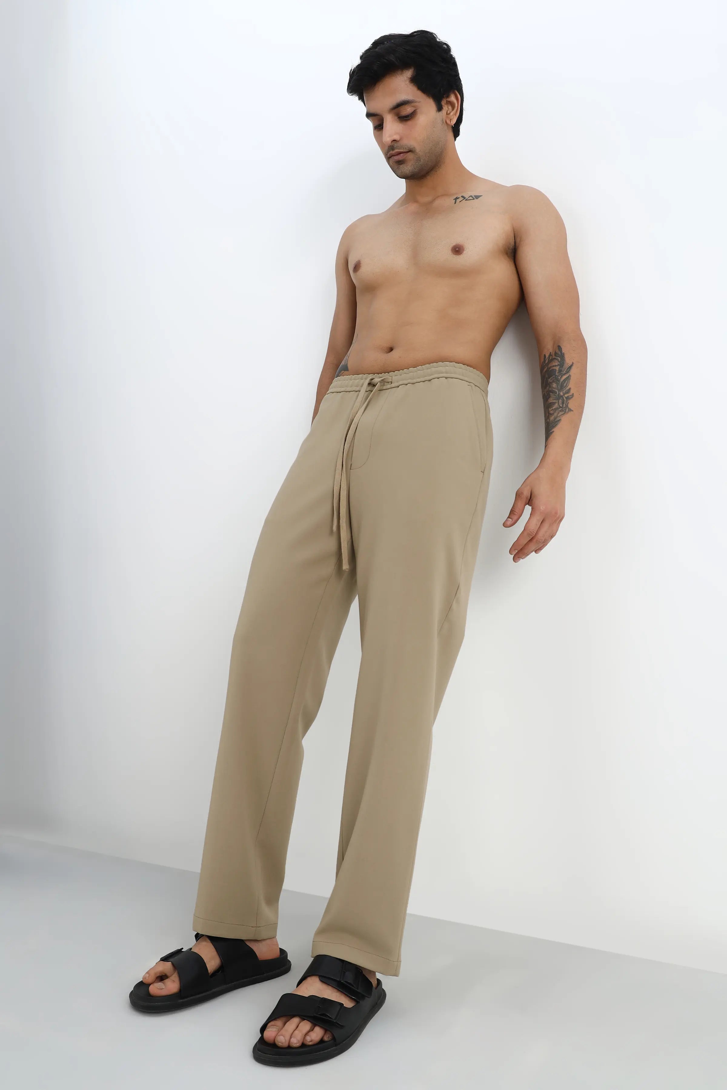 Beige Comfort Jogger Waist Trousers