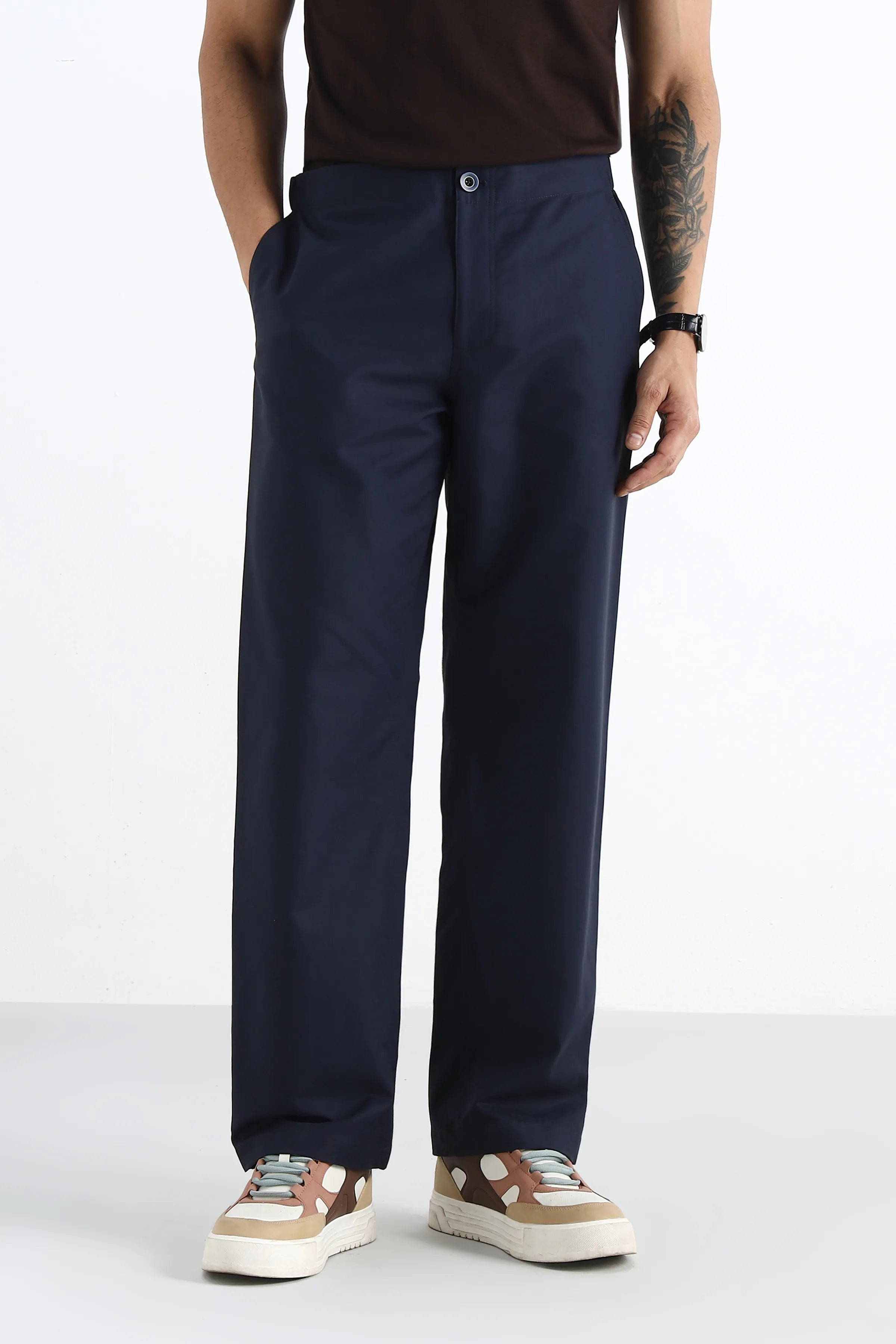 Navy Straight Leg Comfort Trousers