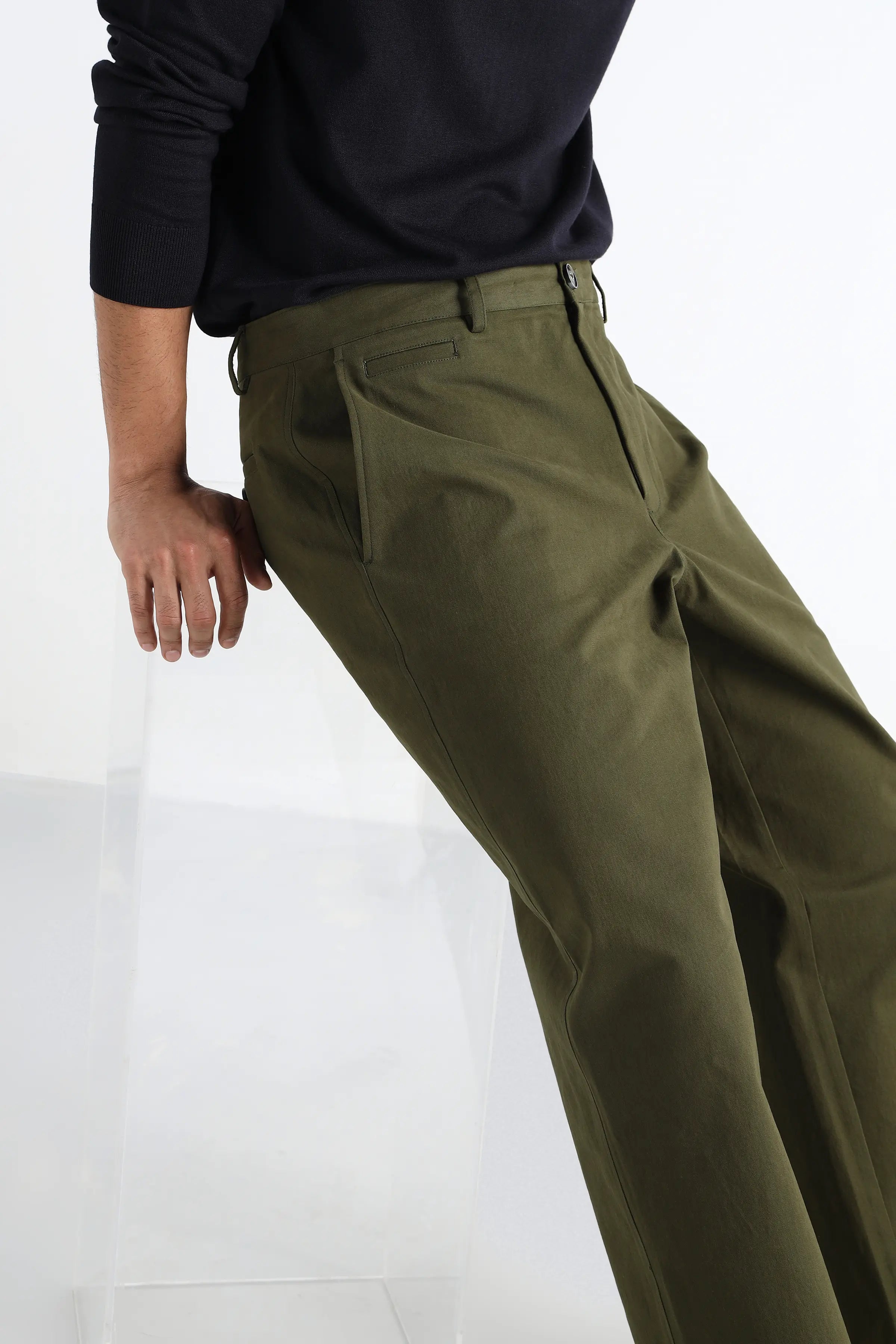 Olive Comfort Cotton Chinos