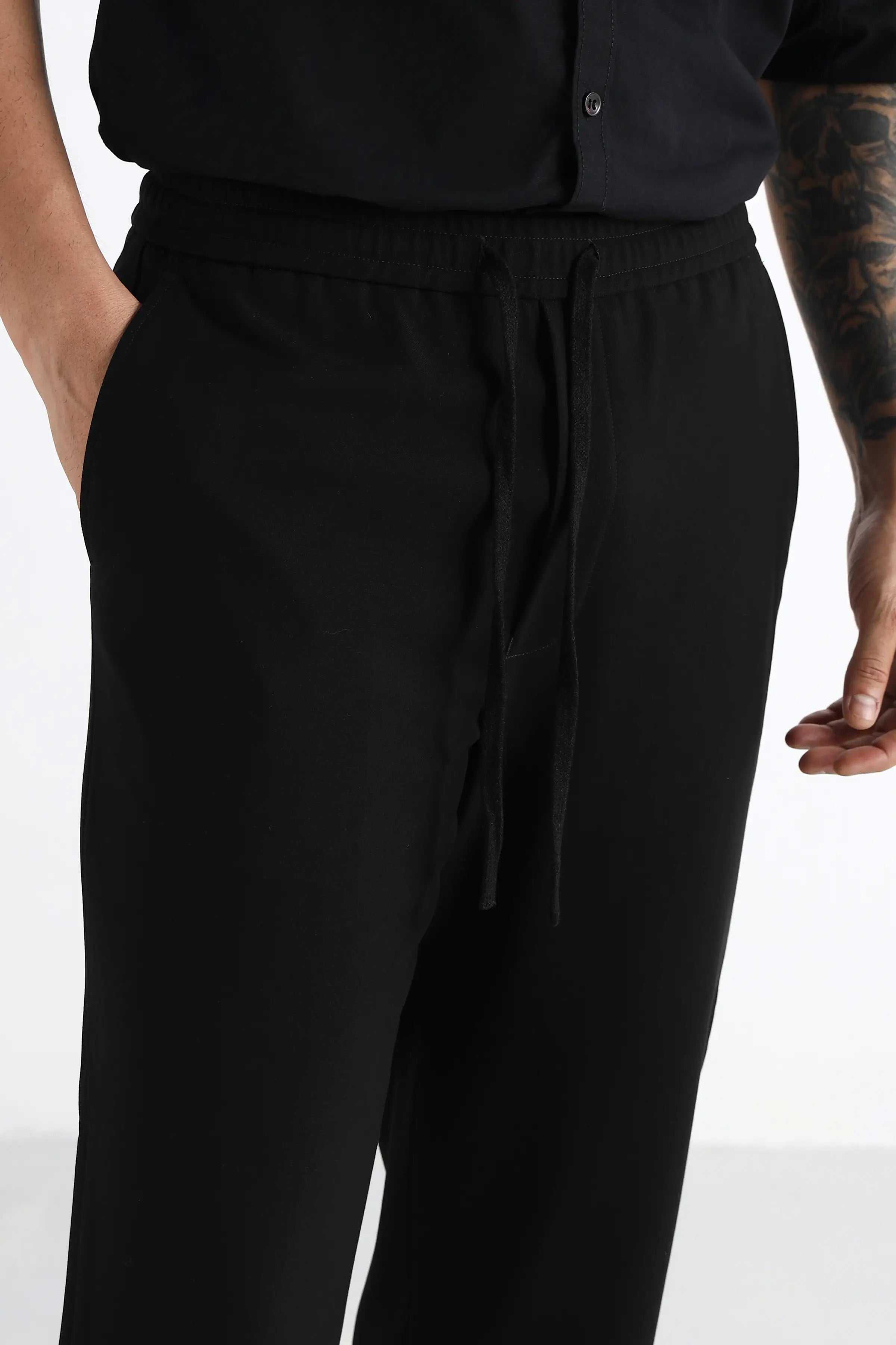 Black Comfort Jogger Waist Trousers