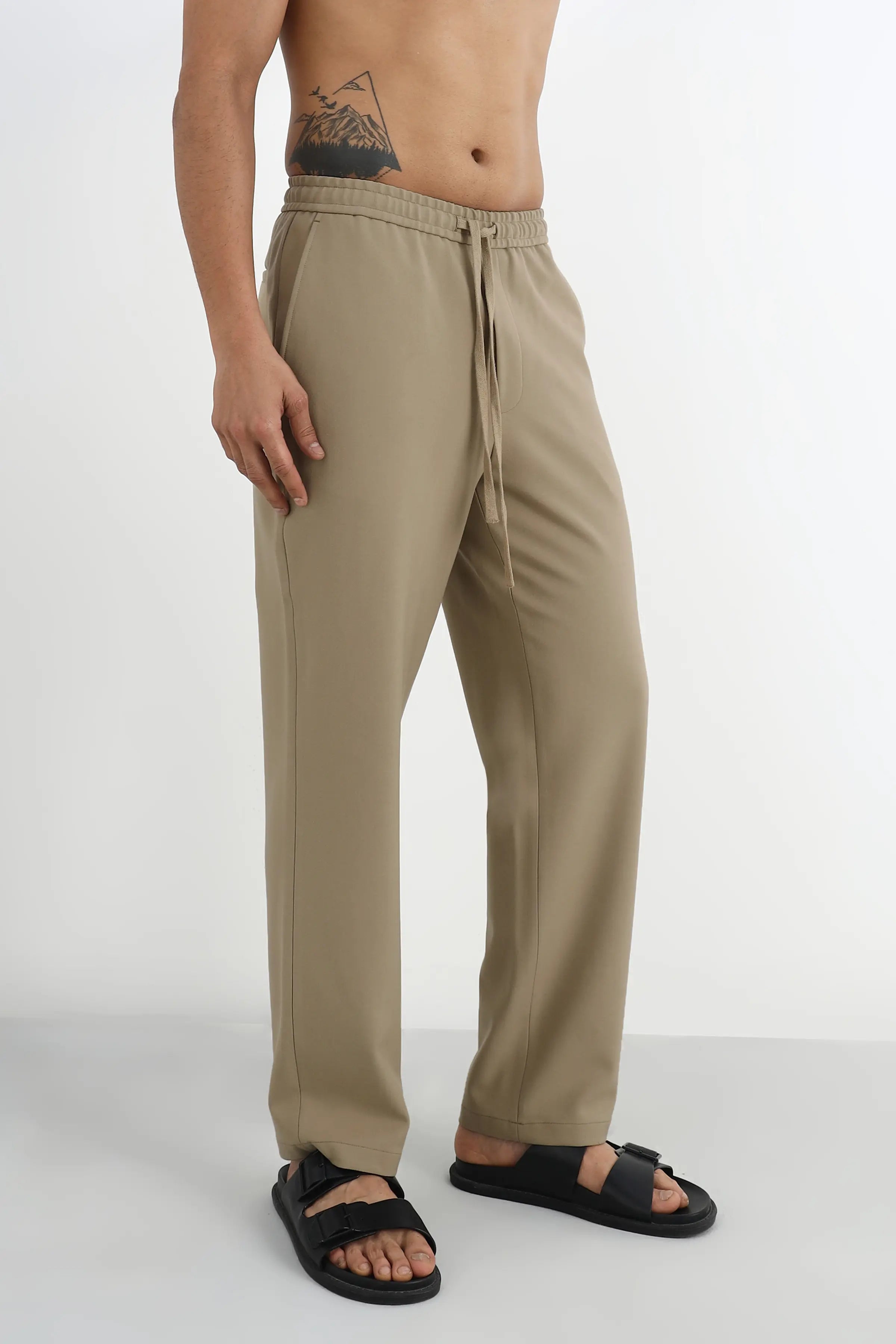 Beige Comfort Jogger Waist Trousers