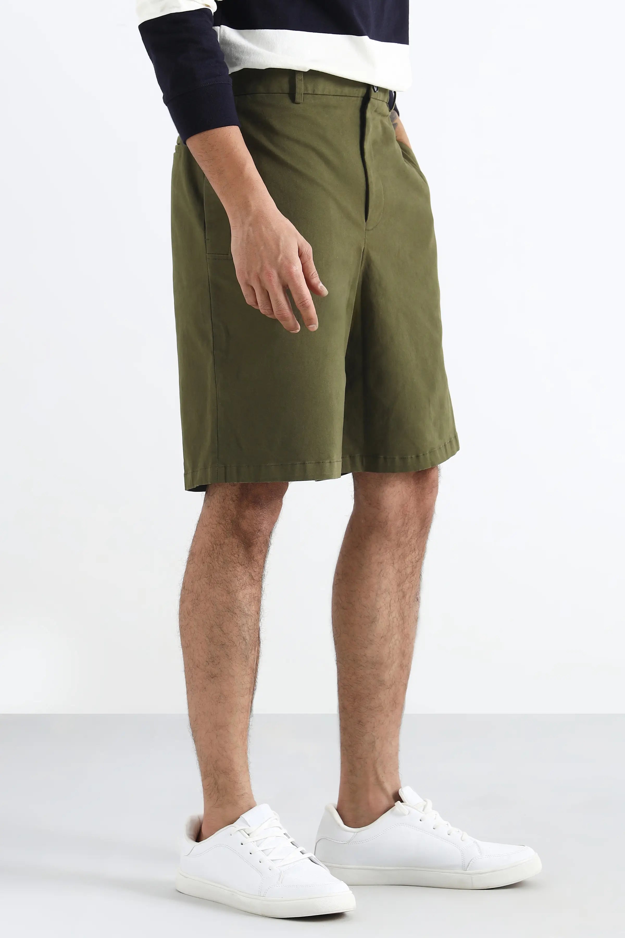 Dark Olive Longline Shorts
