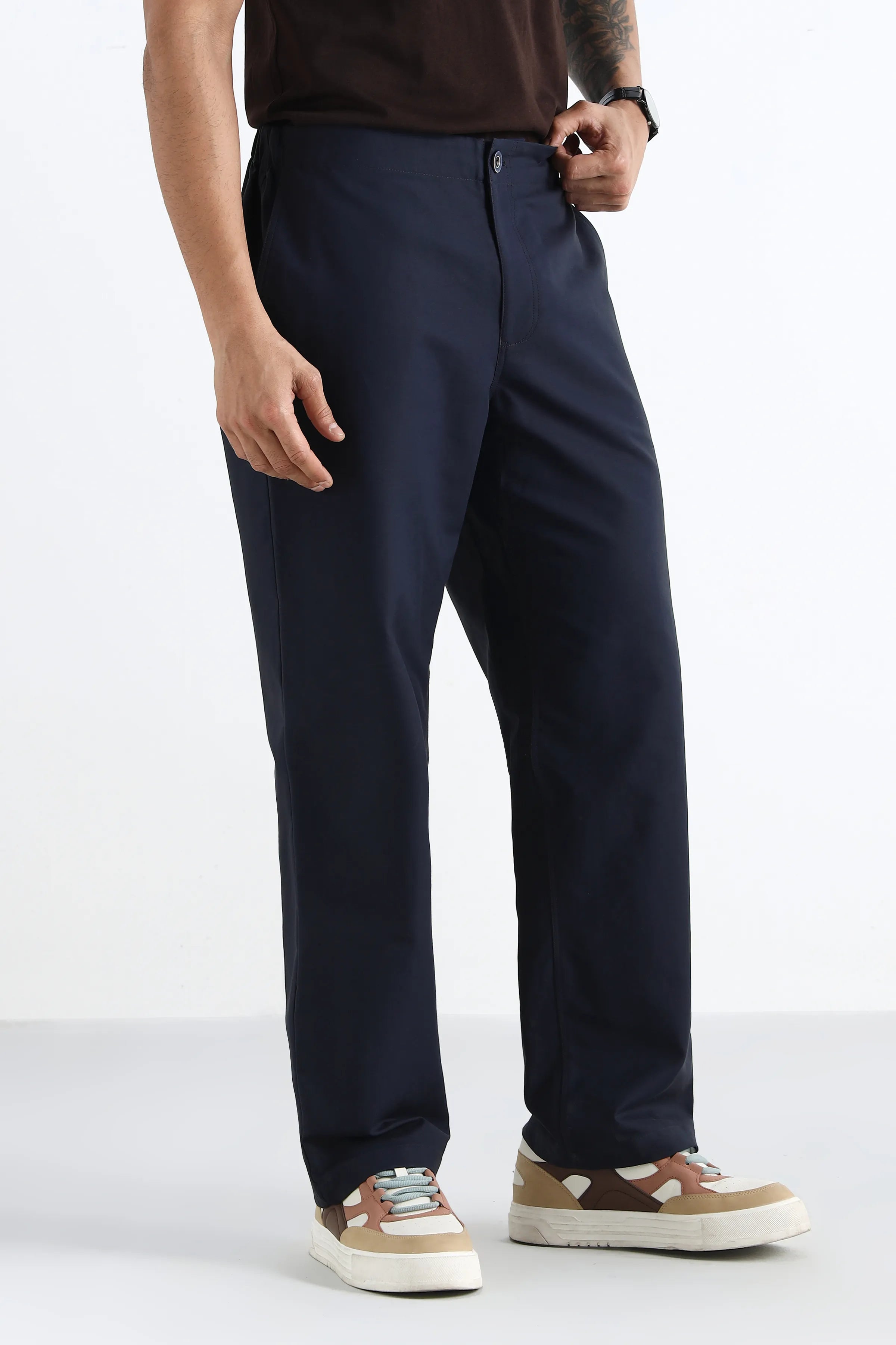 Navy Straight Leg Comfort Trousers