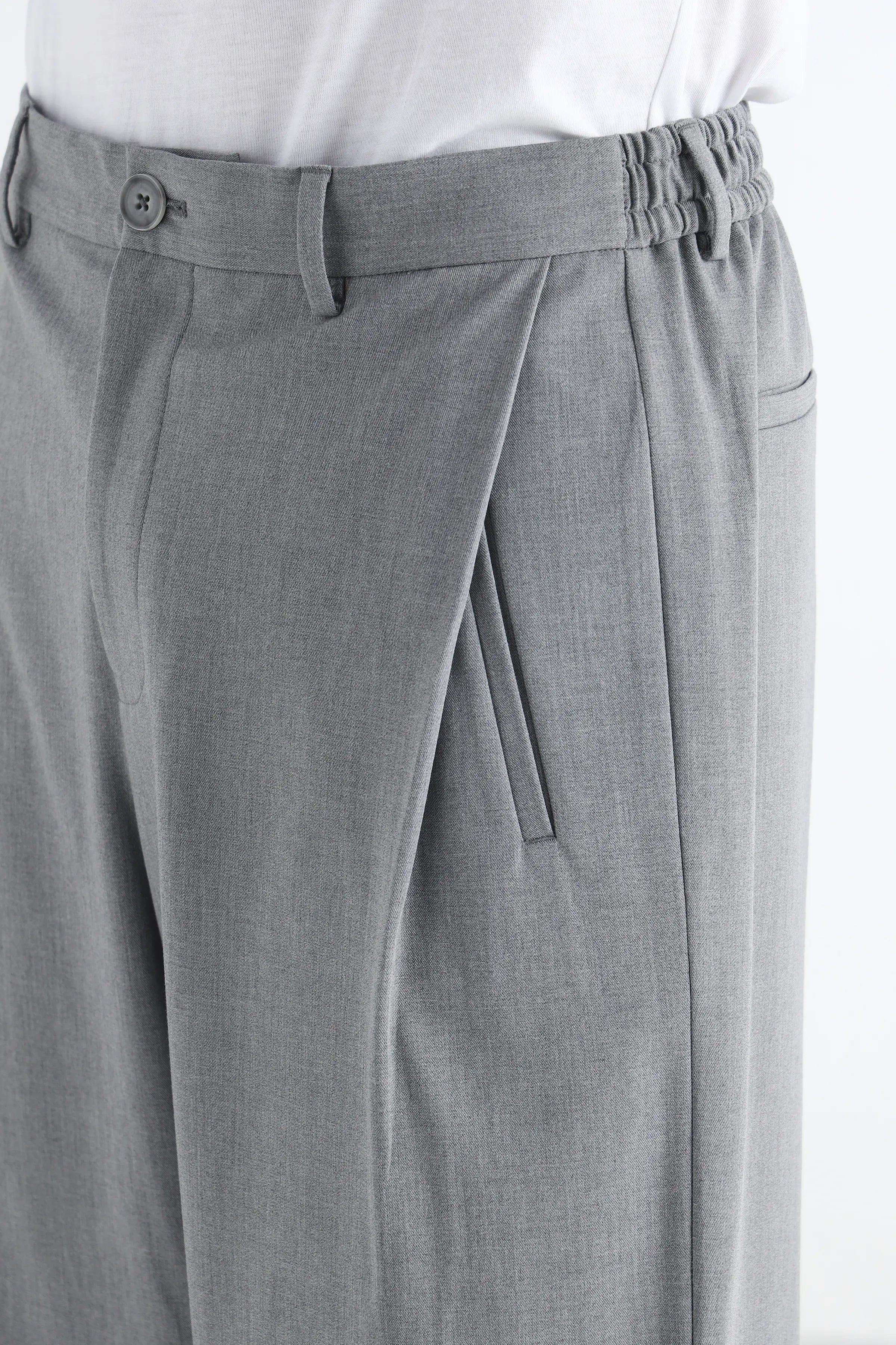 Grey Flowing Trousers with Side Pleats