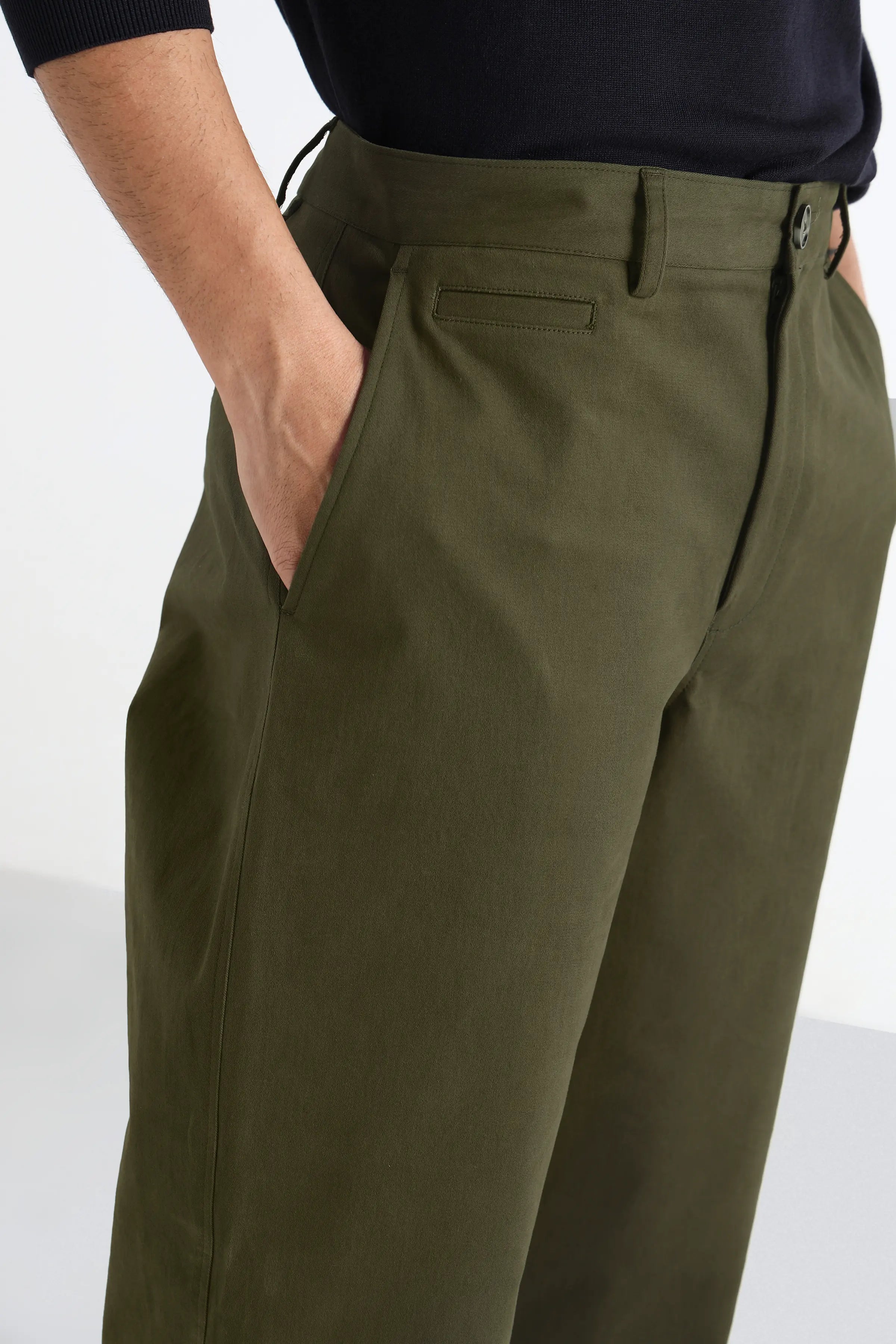 Olive Comfort Cotton Chinos