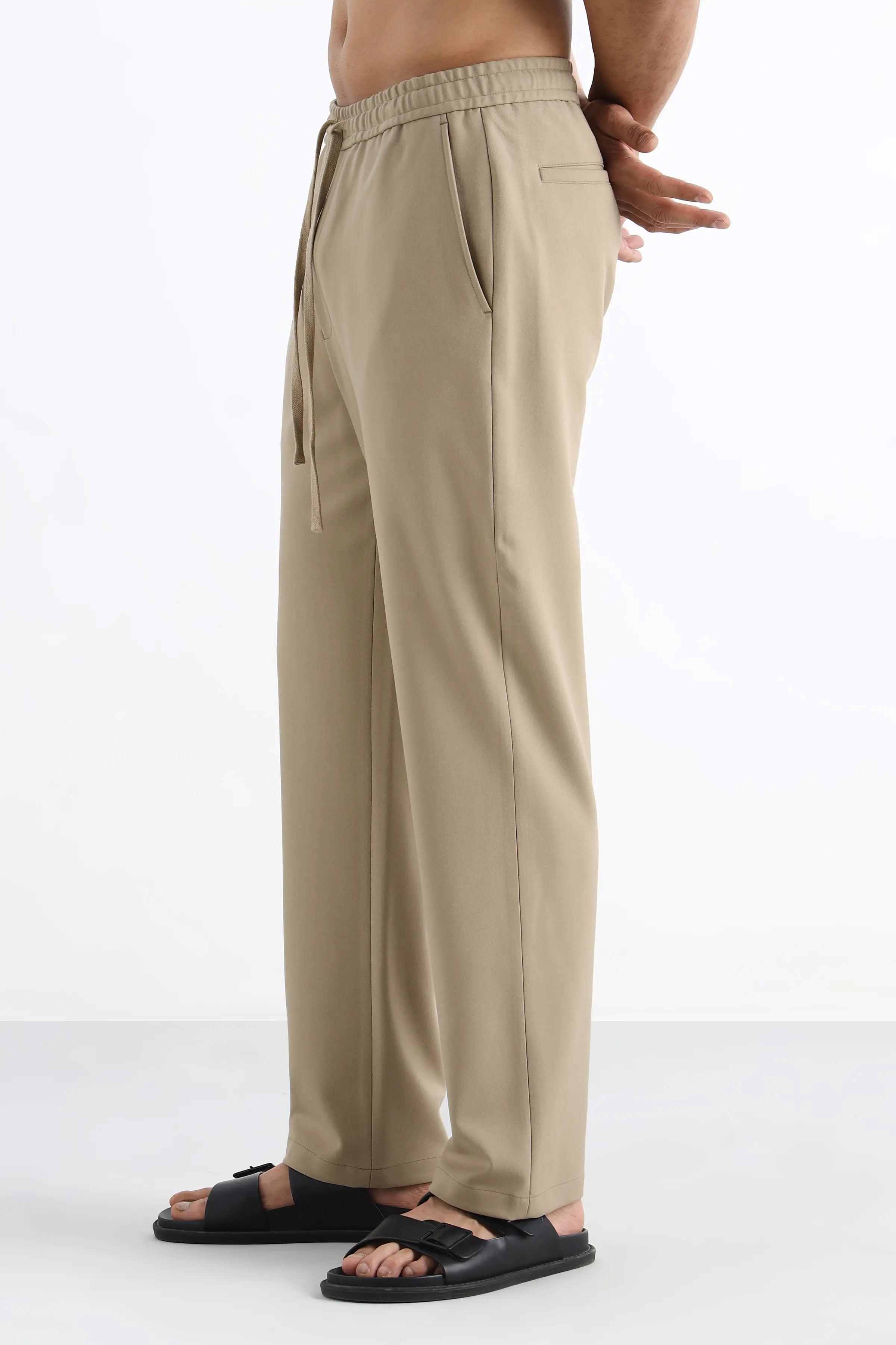 Beige Comfort Jogger Waist Trousers