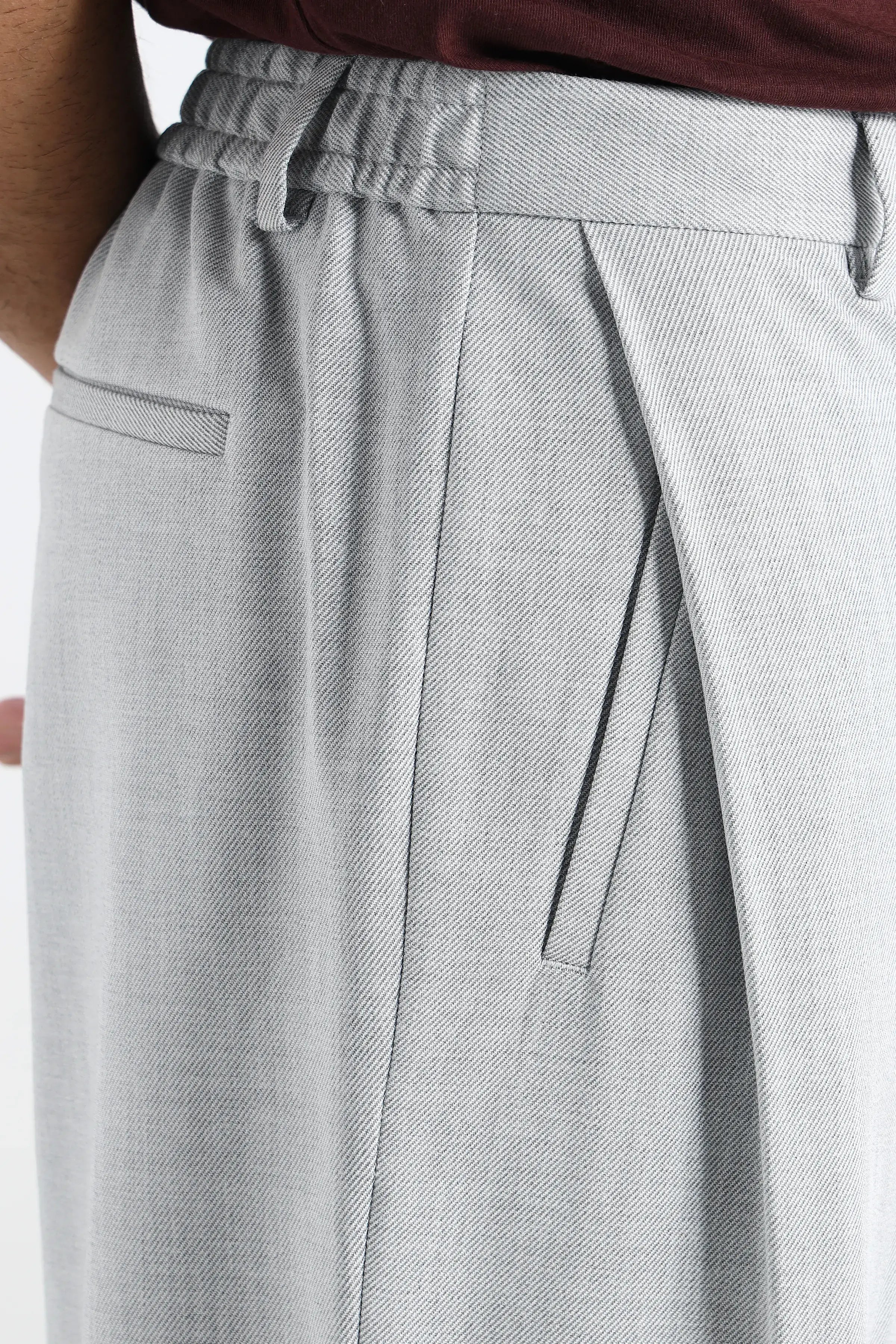 Light Grey Flowing Trousers with Side Pleats