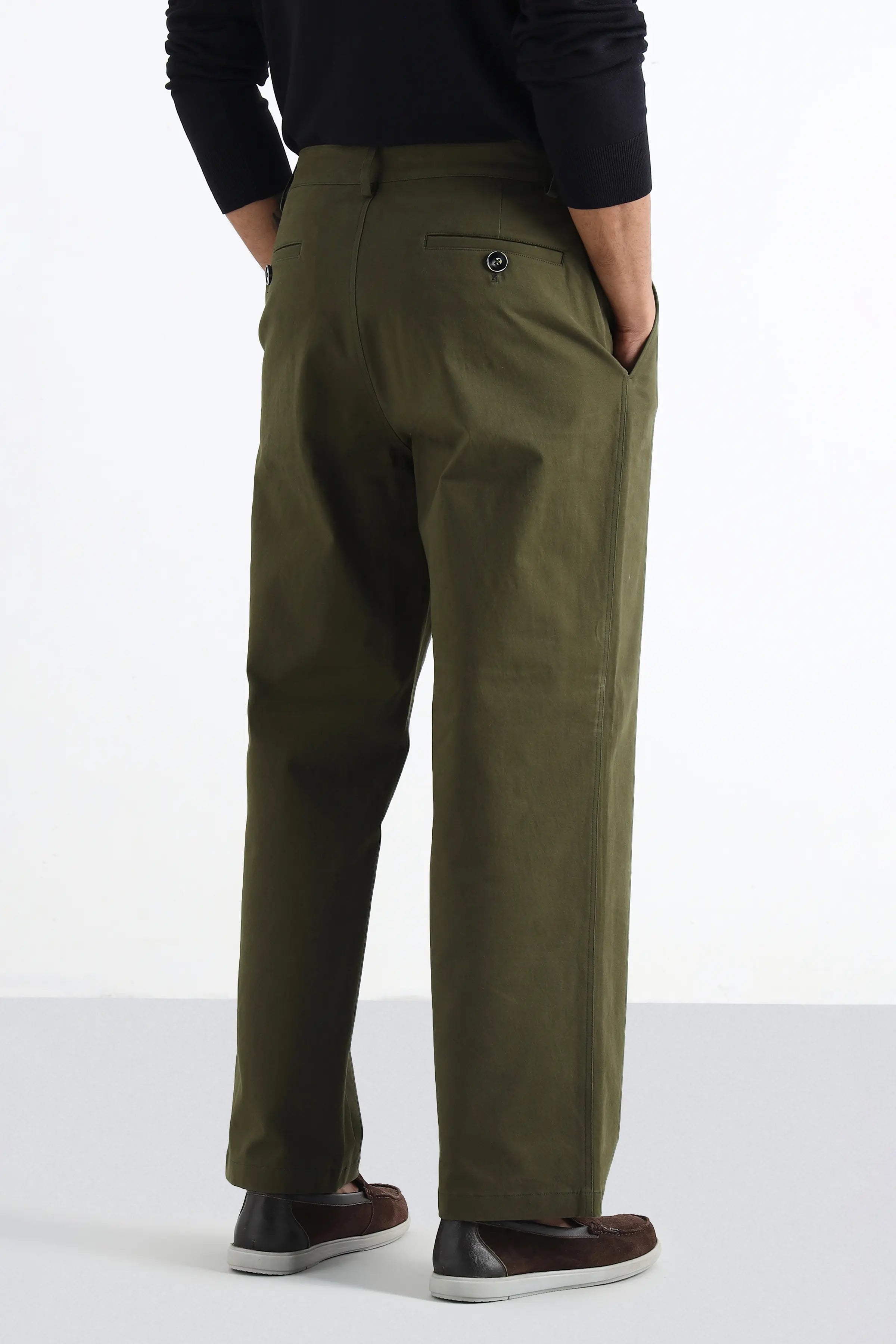 Olive Comfort Cotton Chinos