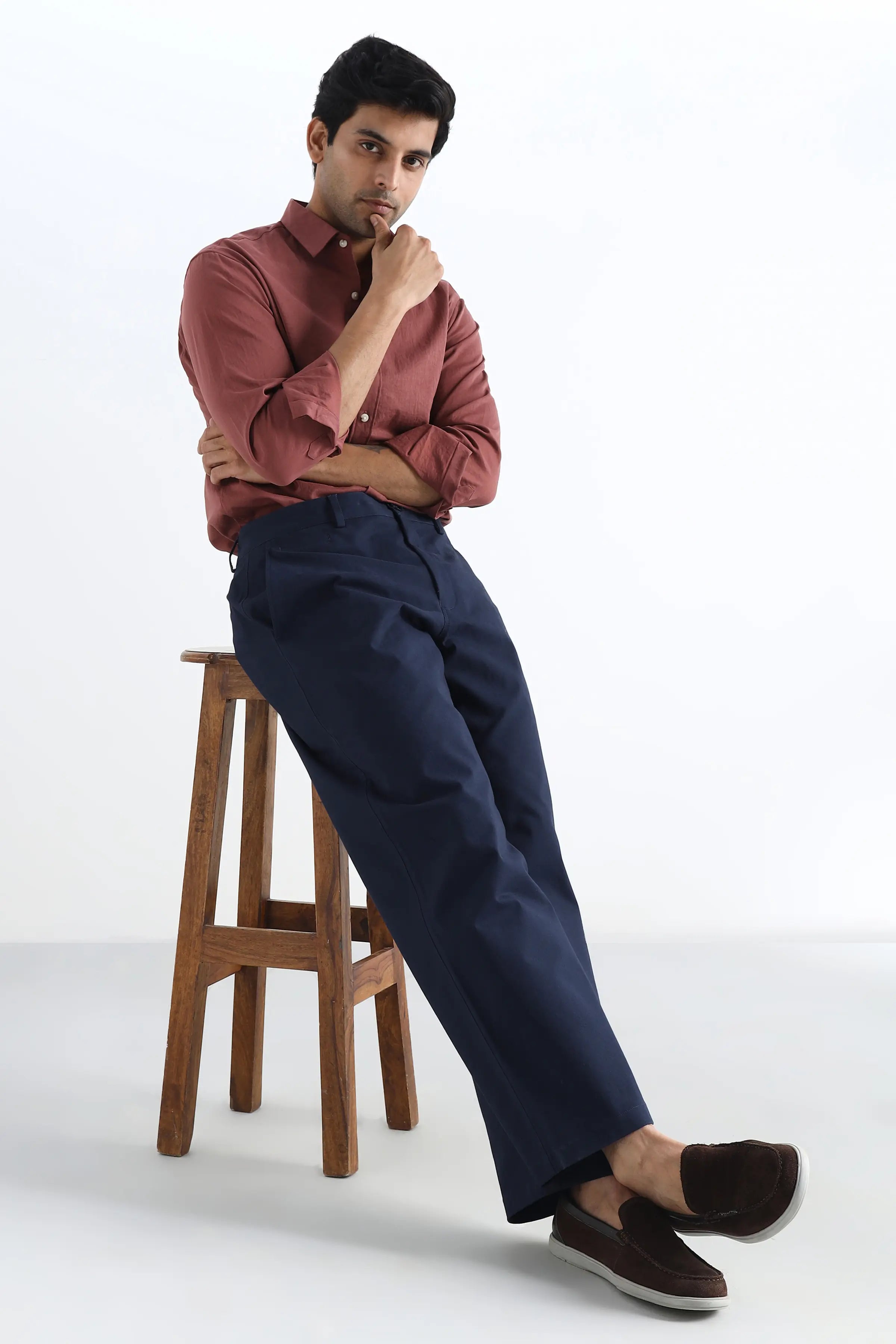 Navy Comfort Cotton Chinos