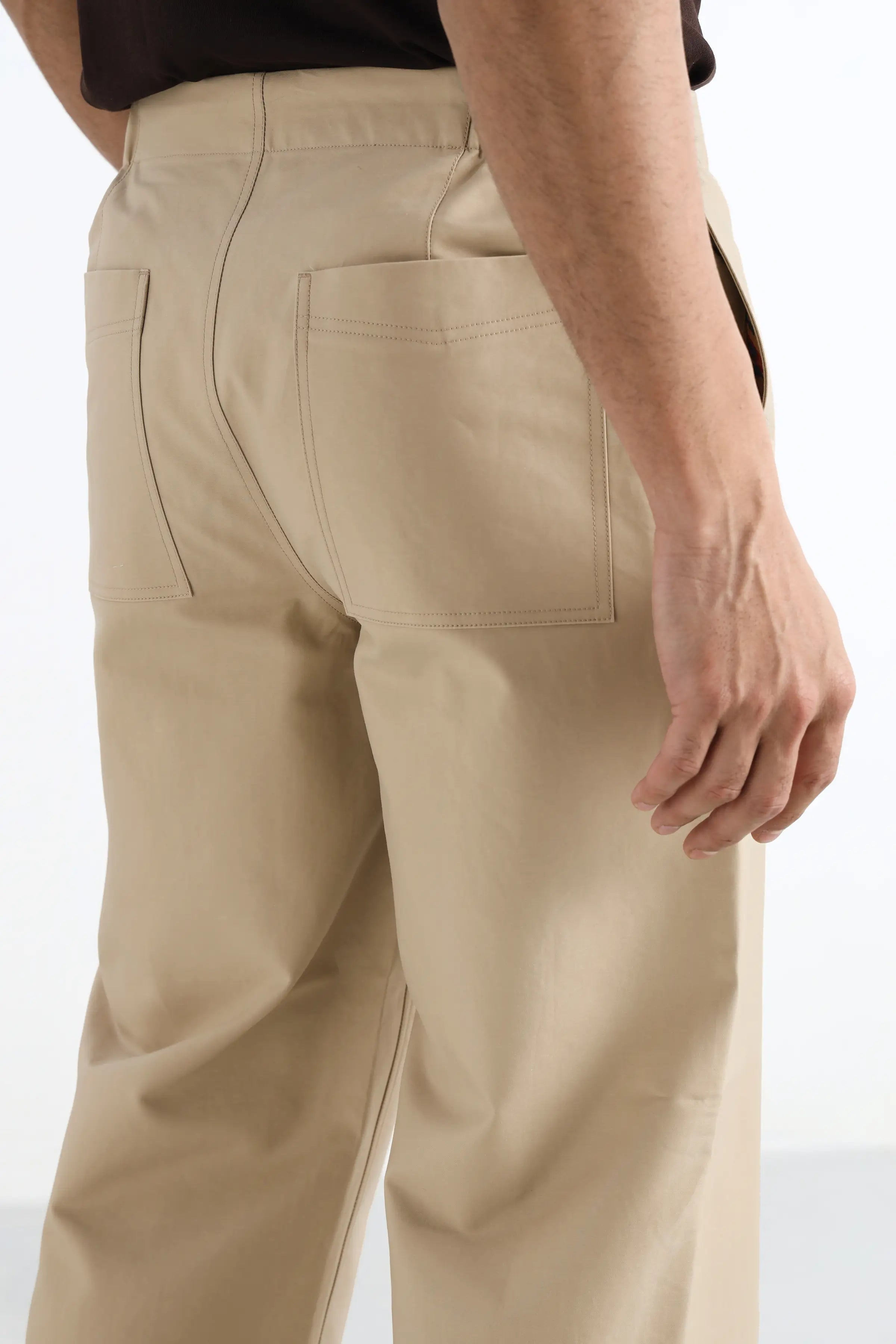 Beige Straight Leg Comfort Trousers