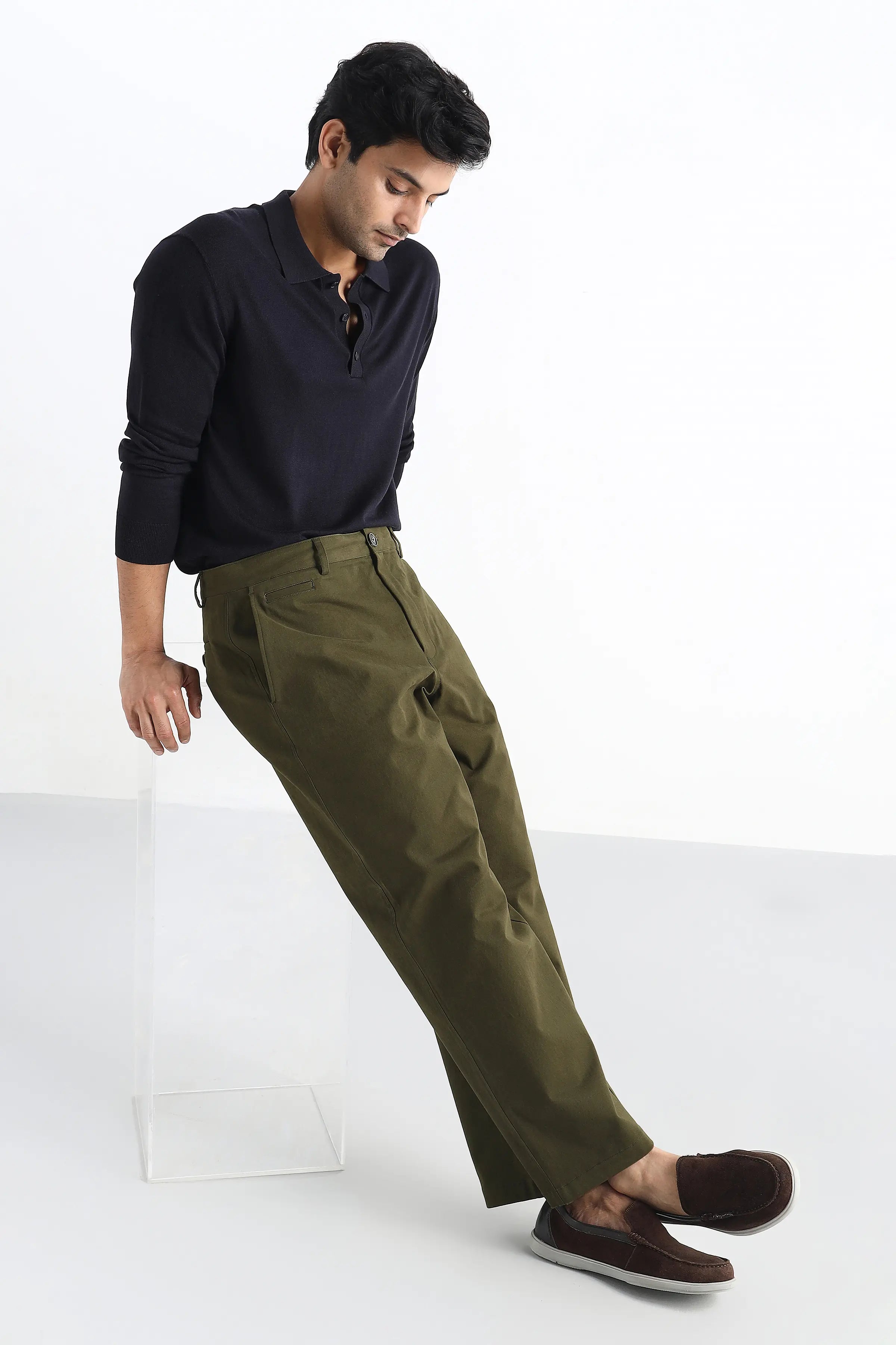 Olive Comfort Cotton Chinos