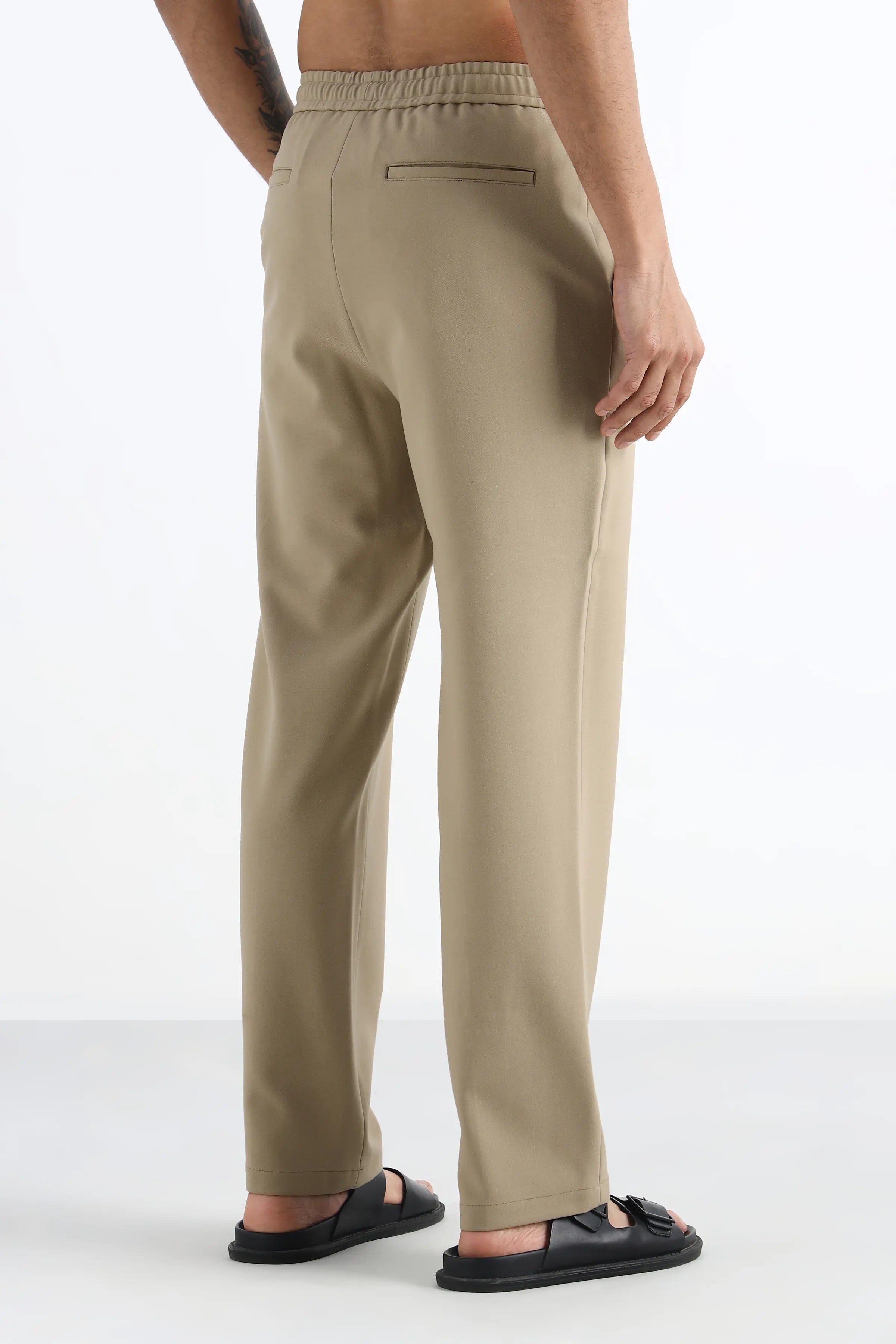 Beige Comfort Jogger Waist Trousers