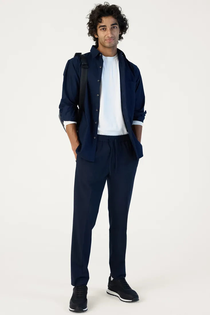 NAVY BRUSHED COTTON SHIRT