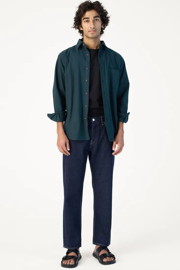 GREEN BRUSHED COTTON SHIRT