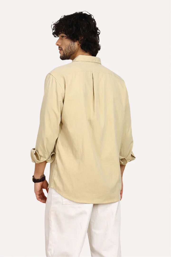 BEIGE CREASED COTTON SHIRT - CRAIG