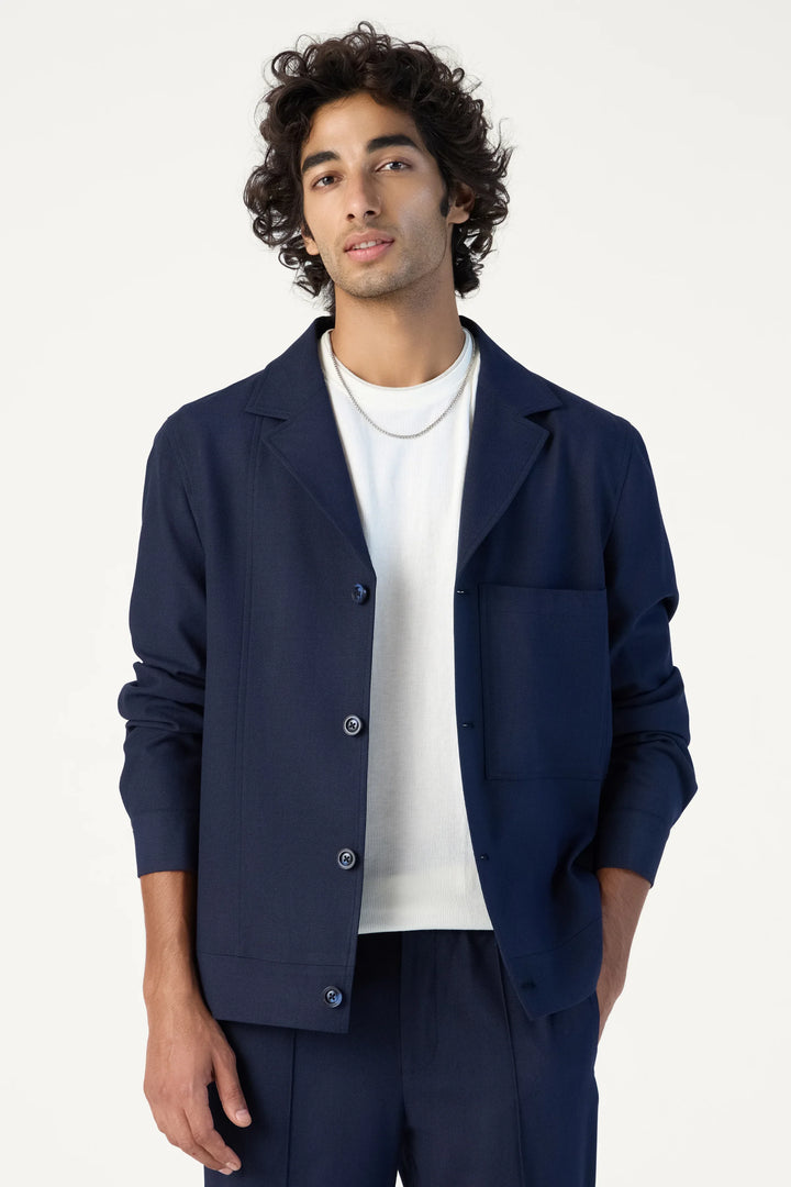RELAXED FIT LAPEL JACKET NAVY - CRAIG