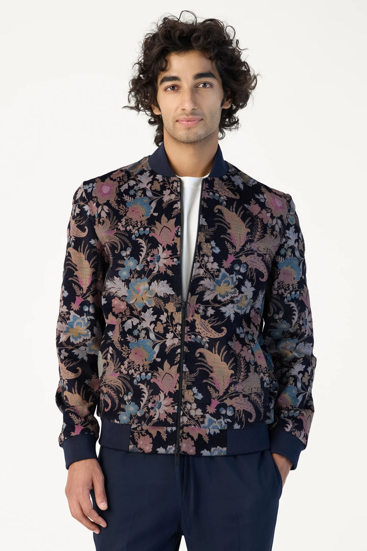 PAISLEY PRINTED BOMBER NAVY - CRAIG