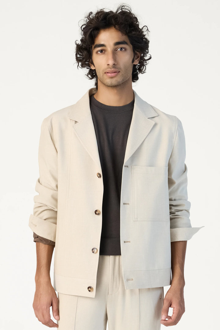 RELAXED FIT LAPEL JACKET BEIGE - CRAIG