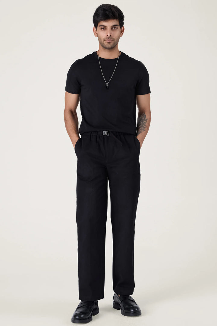 BUCKLE CARGO TROUSERS BLACK - CRAIG