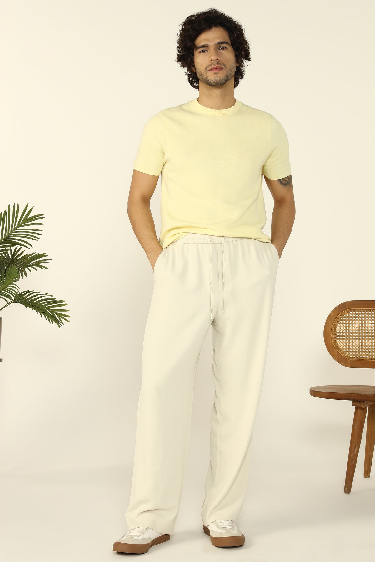 RELAXED FIT FLOWING TROUSER ECRU