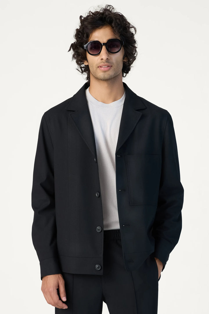 RELAXED FIT LAPEL JACKET BLACK - CRAIG