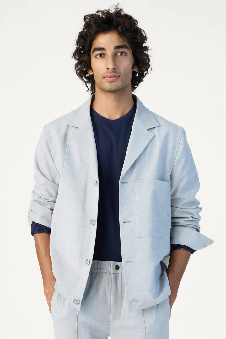 RELAXED FIT LAPEL JACKET BLUE - CRAIG