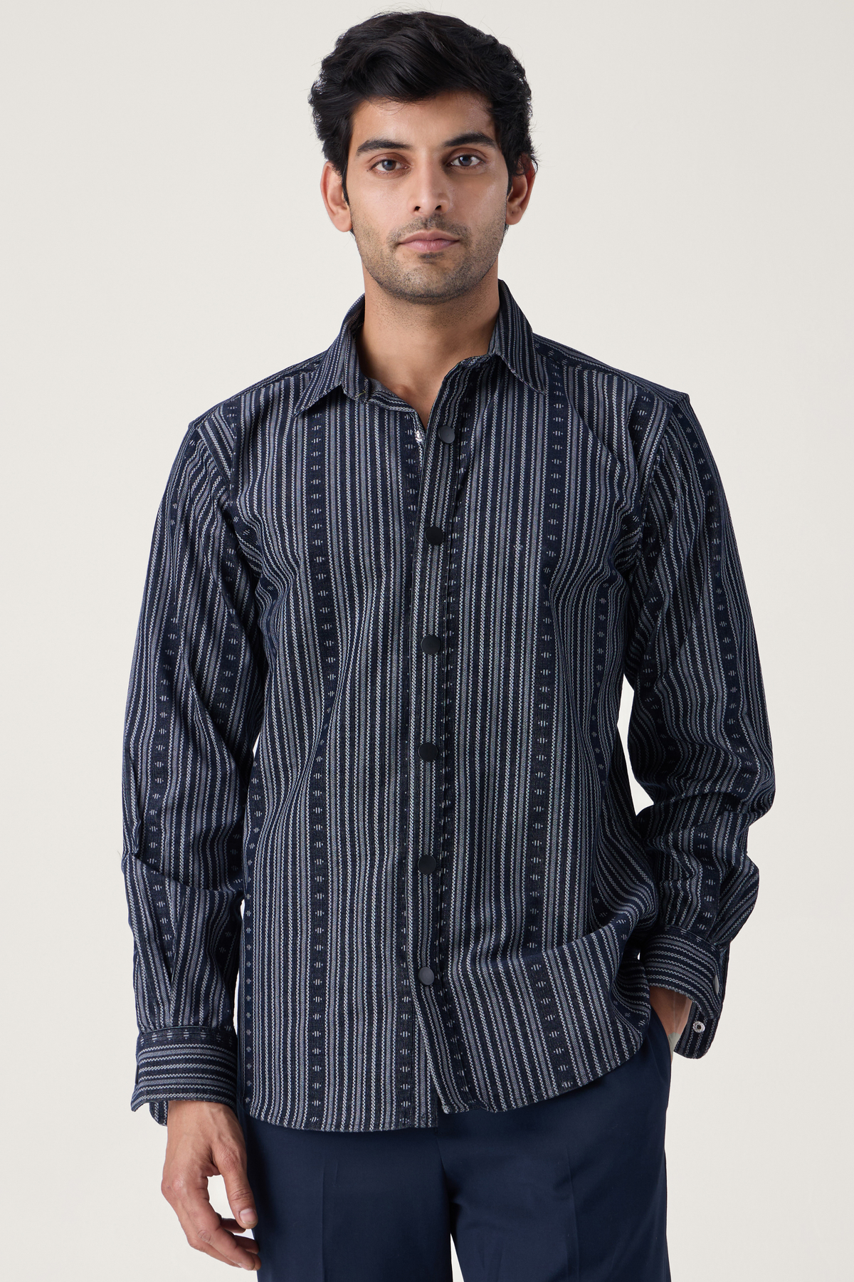 NAVY JACQUARD SHIRT