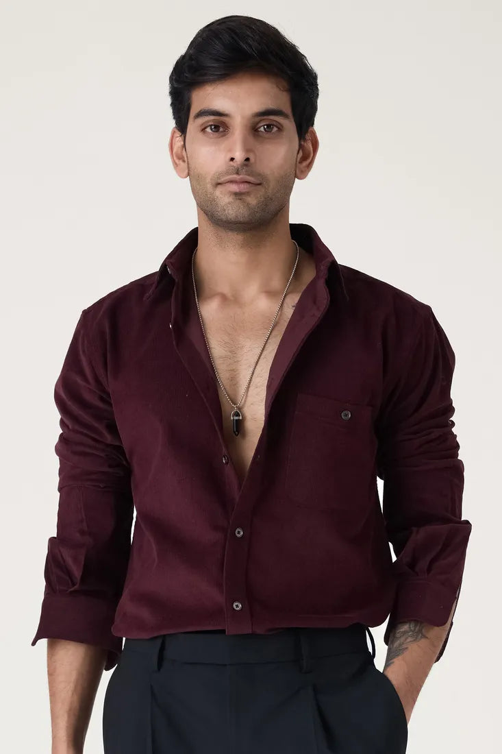 WINE CORDUROY SHIRT