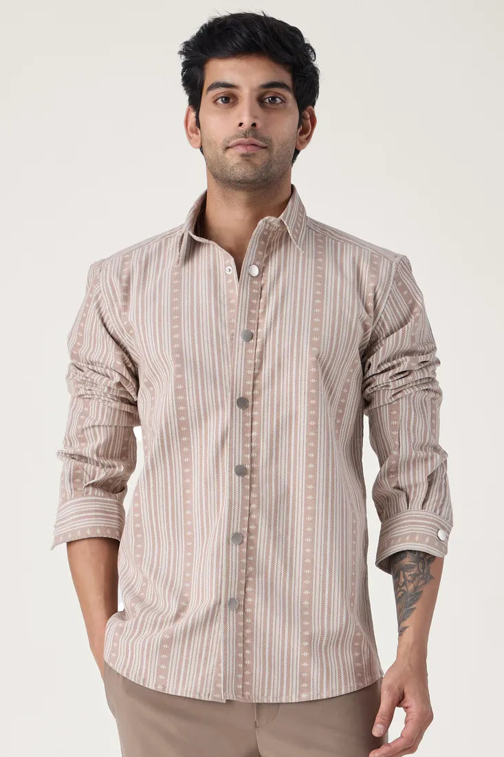 BEIGE JACQUARD SHIRT