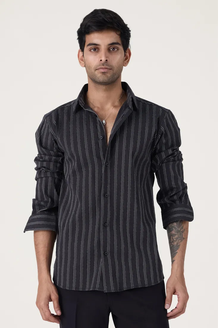 BLACK PINSTRIPE SHIRT