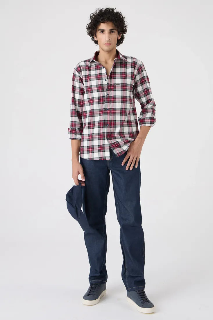 RED COTTON CHECK SHIRT