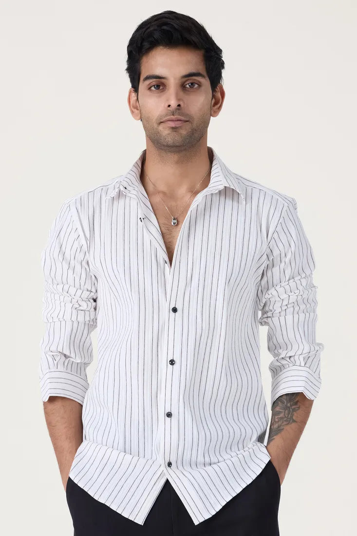 WHITE PINSTRIPE SHIRT