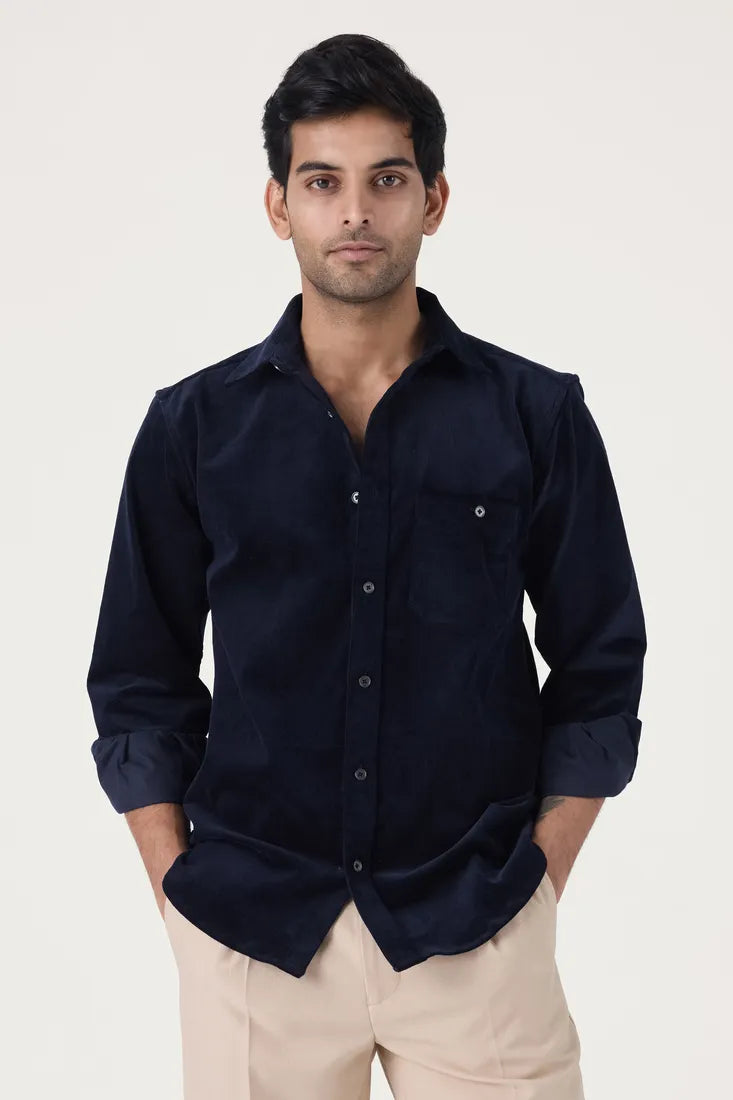 NAVY CORDUROY SHIRT
