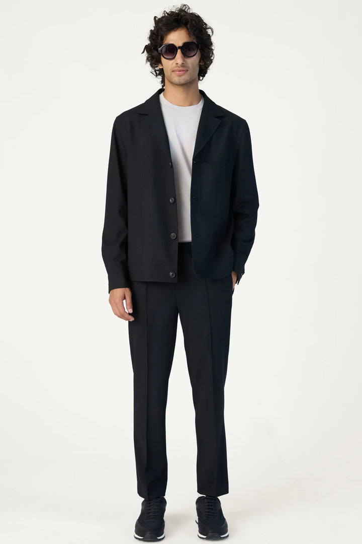 RELAXED FIT LAPEL JACKET BLACK - CRAIG