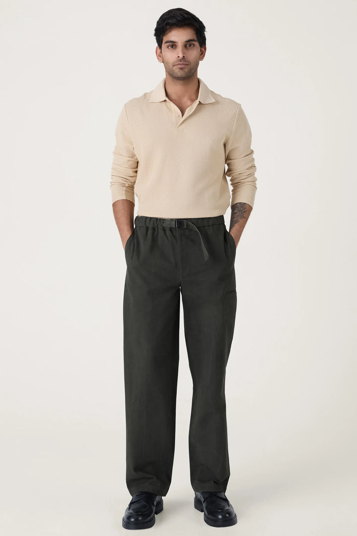 BUCKLE CARGO TROUSERS OLIVE - CRAIG