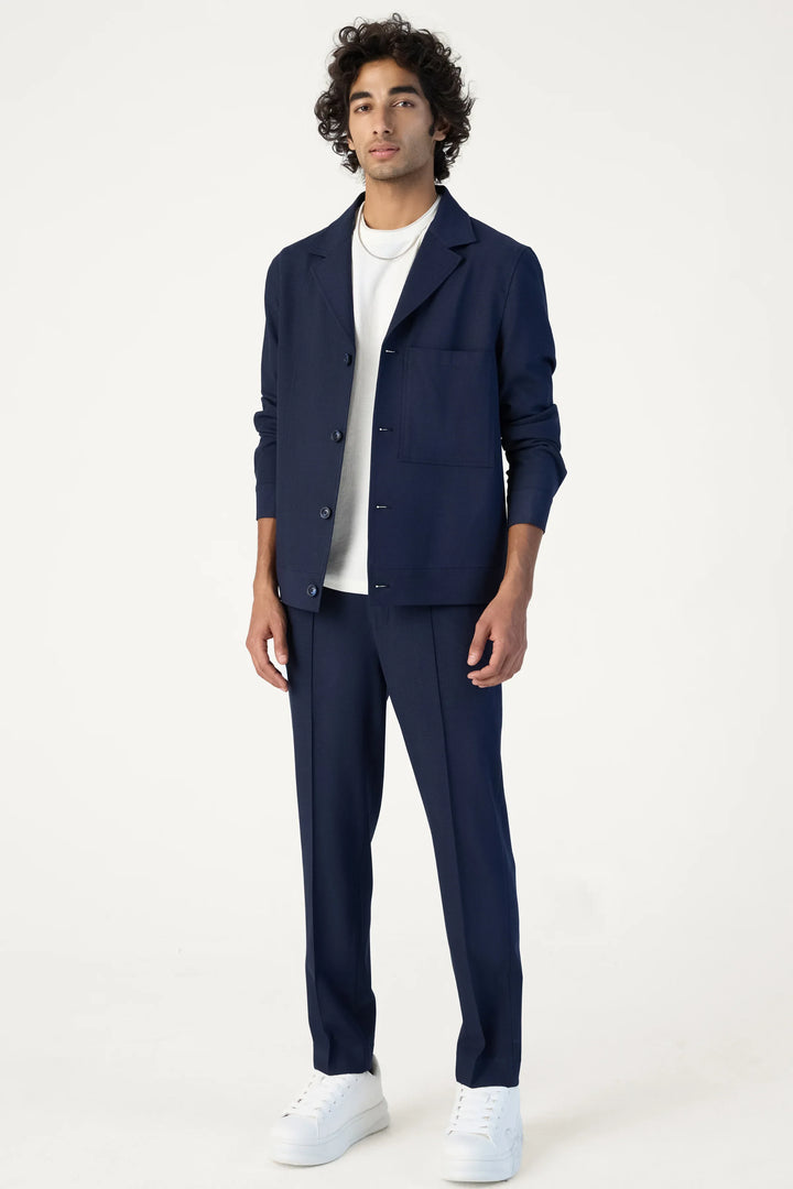RELAXED FIT LAPEL JACKET NAVY - CRAIG