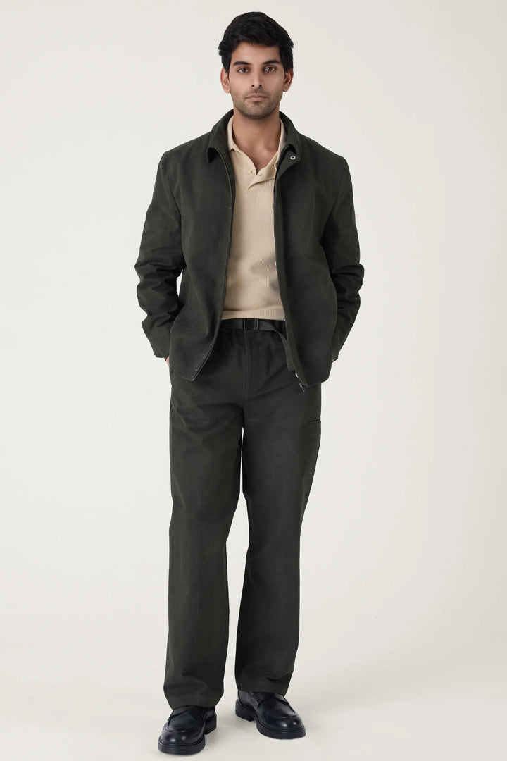 OLIVE WASHED COTTON JACKET - CRAIG