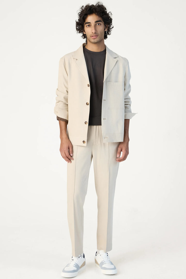 RELAXED FIT LAPEL JACKET BEIGE - CRAIG