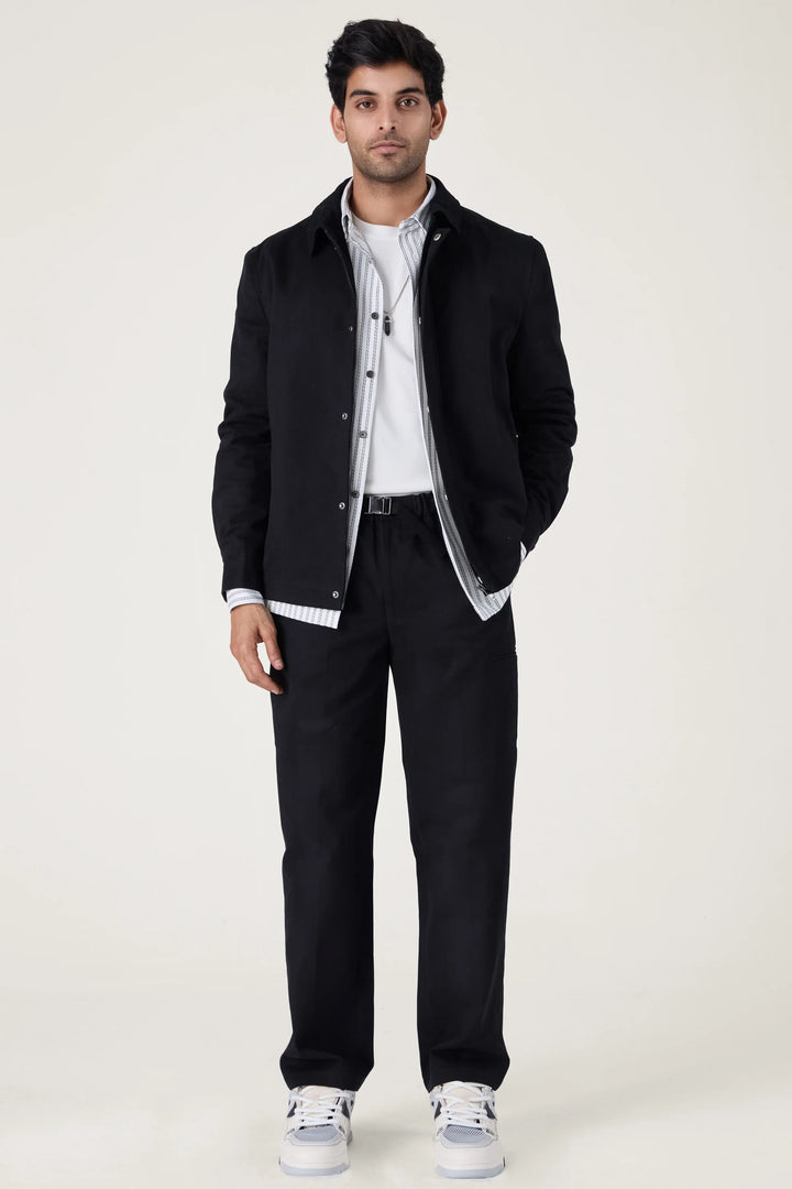 BLACK WASHED COTTON JACKET - CRAIG