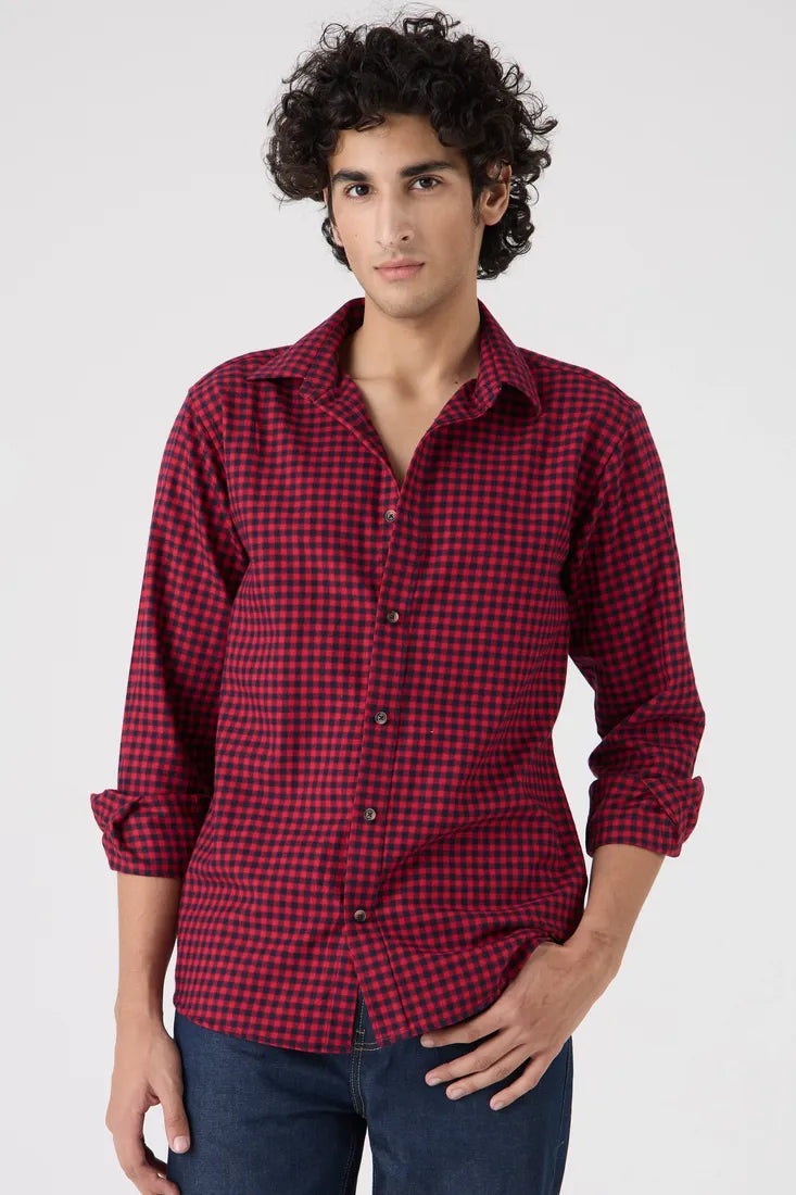 RED BRUSHED CHECK SHIRT