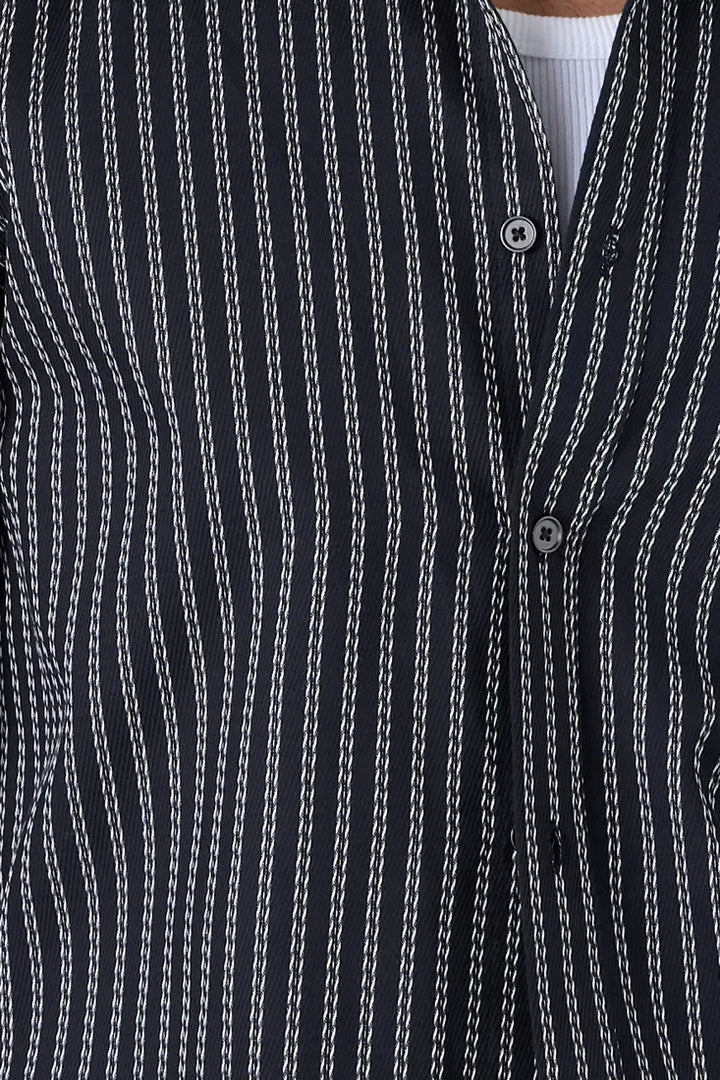 BLACK CHALK STRIPE SHIRT - CRAIG
