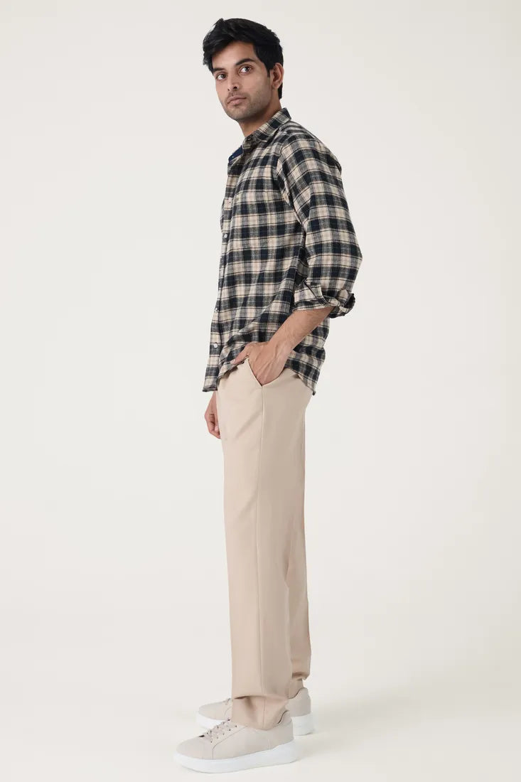 BLACK CHECK BRUSHED COTTON SHIRT