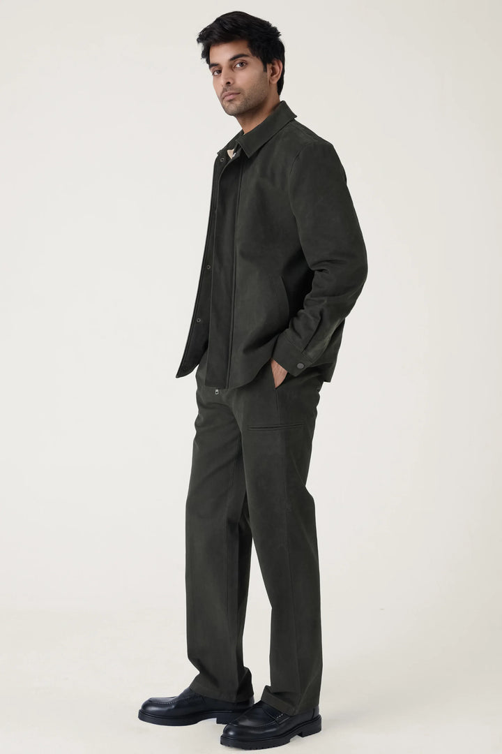 OLIVE WASHED COTTON JACKET - CRAIG