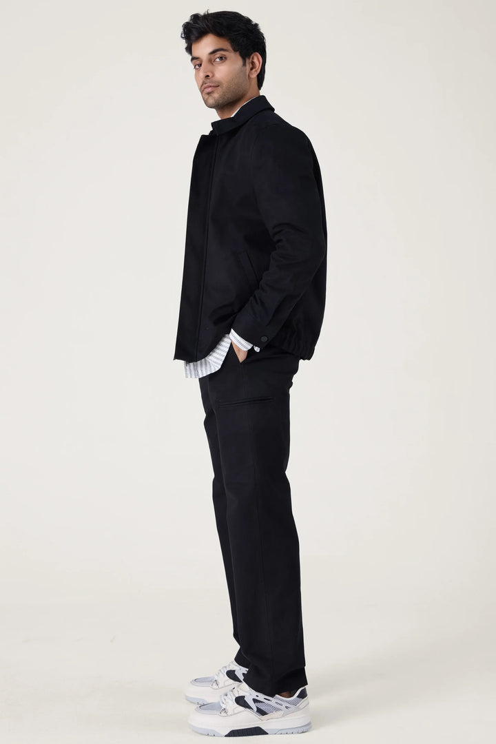 BLACK WASHED COTTON JACKET - CRAIG
