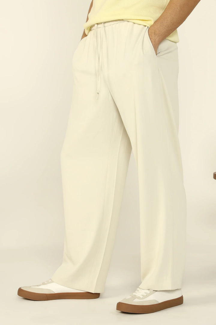 RELAXED FIT FLOWING TROUSERS ECRU - CRAIG