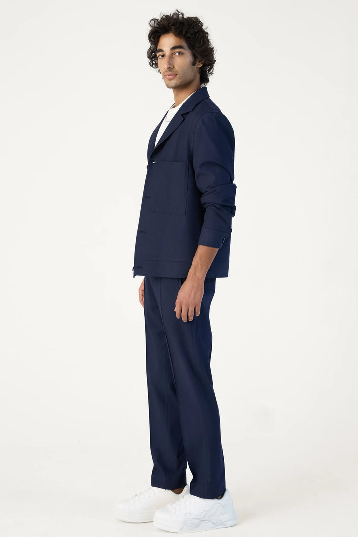 RELAXED FIT LAPEL JACKET NAVY - CRAIG