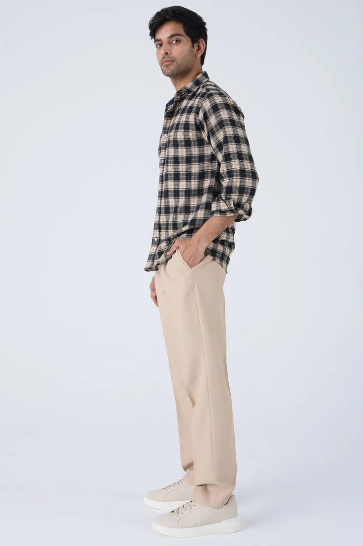 BLACK CHECK BRUSHED COTTON SHIRT
