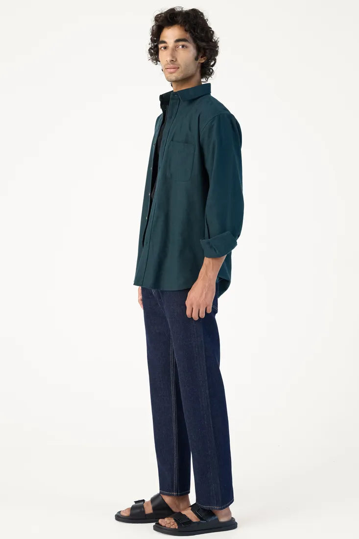GREEN BRUSHED COTTON SHIRT