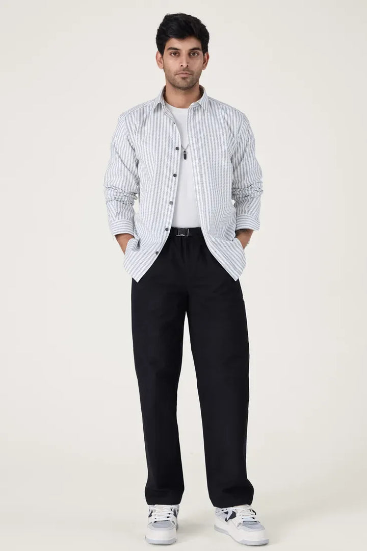 WHITE CHALK STRIPE SHIRT - CRAIG